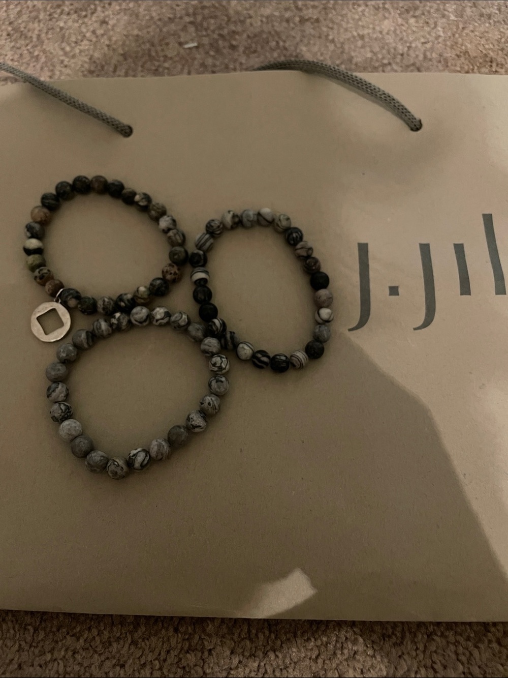 J. Jill Neutral Stone Beaded Bracelet Set - Gray, Black, Brown